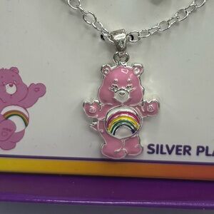 Care Bears Pink Necklace with Rainbow Pendant